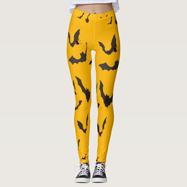 Collants de vol de chauve-souris jaune Halloween (“Fly into Halloween with fearless style 🦇✨”)