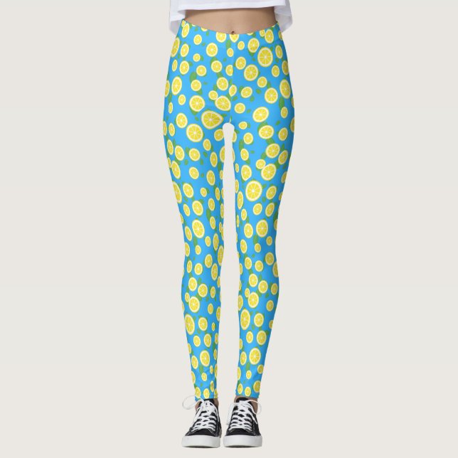 Collants d'été bleus à tranche de citron frais (Devant)