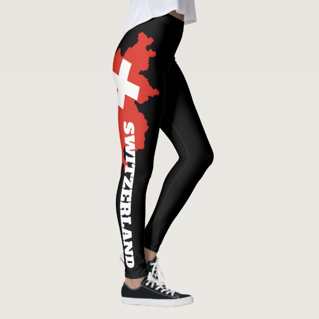 Collants Drapeau Suisse - Motif Carte Suisse Serre (Droite)