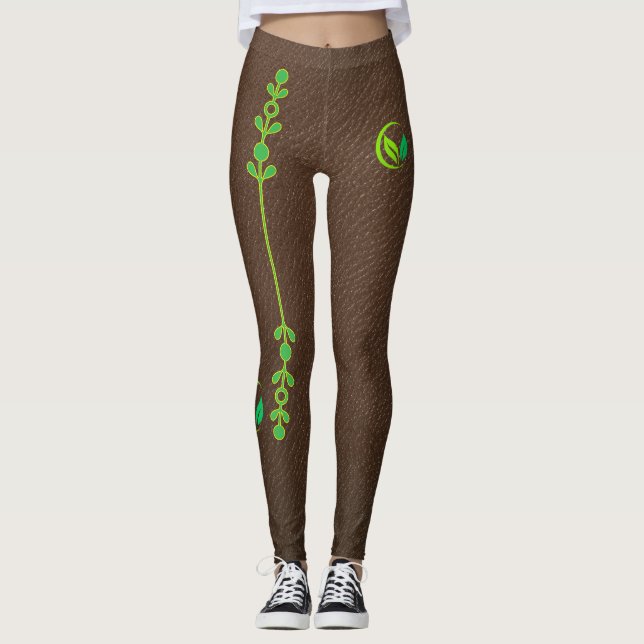 Collants élégants à texture de cuir terreuse (Devant)