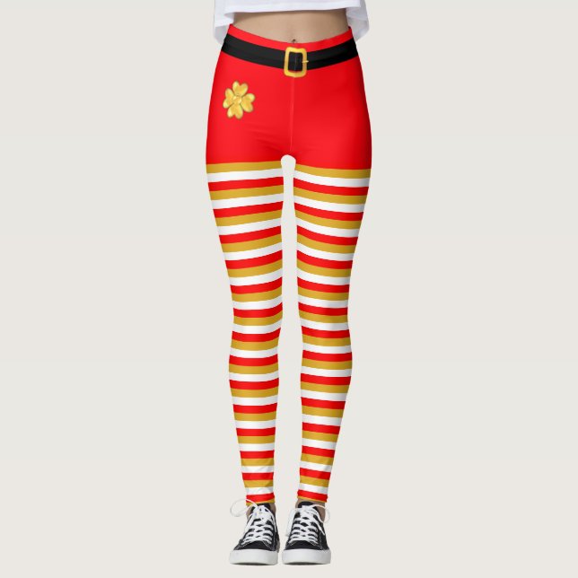 Collants élégants de Noël rayés Elfe (Devant)