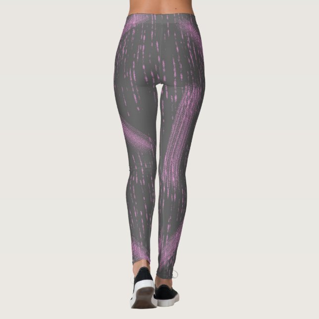 Collants en art abstrait rose corail et gris charb (Dos)