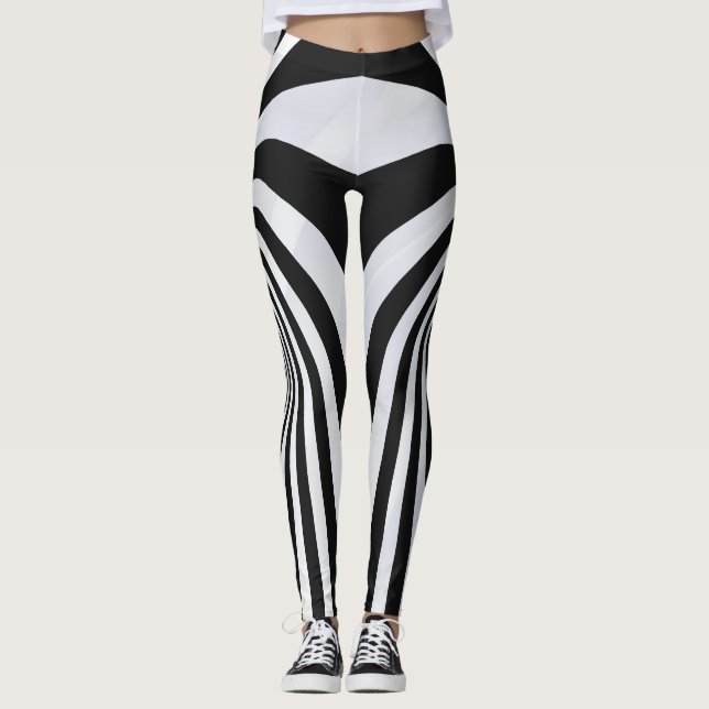 Collants en spirale à illusion d'optique noir et b (Devant)