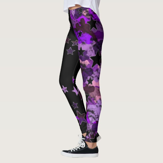 Collants étoile camouflage noir et violet (Gauche)