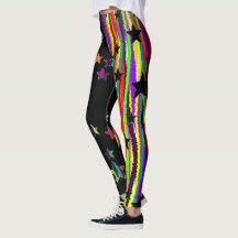 Collants étoile noir et arc-en-ciel