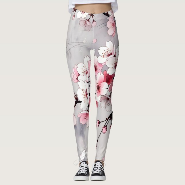 Collants Fleur de Cerisier Japonaise Minimaliste  (Devant)