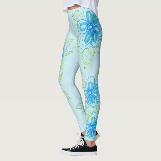 Collants Fleuris Bleu Ciel (Gauche)