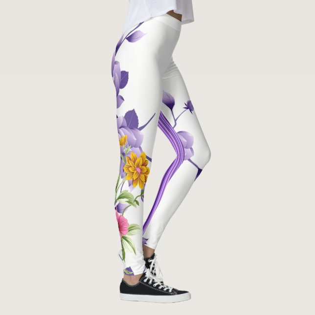 Collants Fleuris Violets Stripe (Droite)