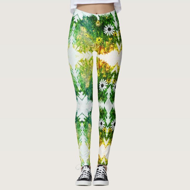 Collants Fleurs Jaunes Blanches Incroyables (Devant)