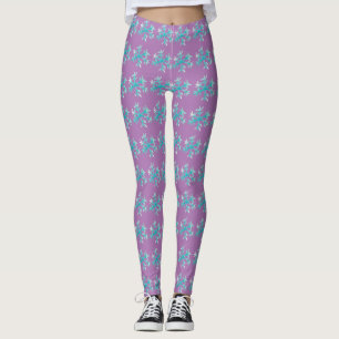 Collants flocons de neige aquarelle bleu violet hi