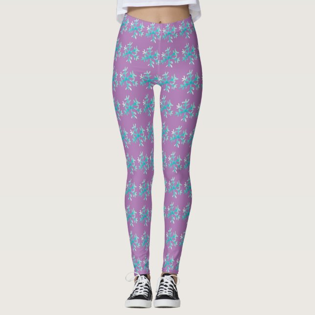 Collants flocons de neige aquarelle bleu violet hi (Devant)