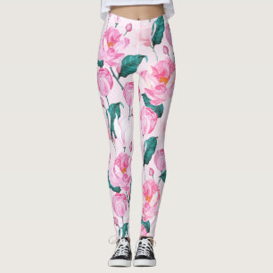 collants floraux à motif pivoine