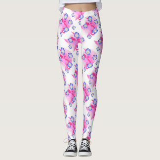 Collants Floraux Bleu Rose