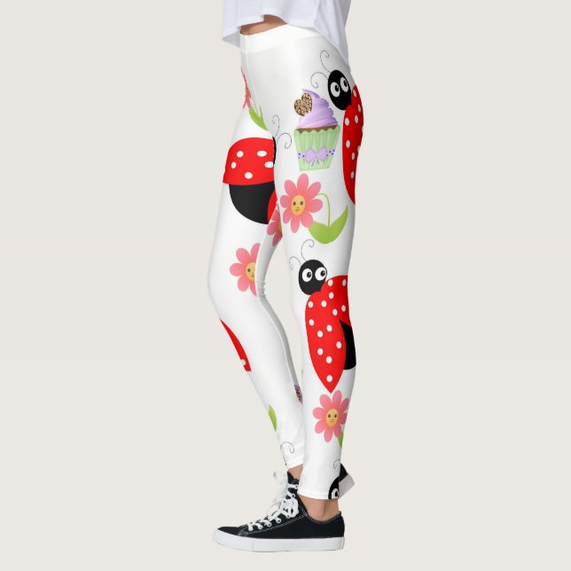 Collants floraux cupcake rouge coccinelle  (Gauche)