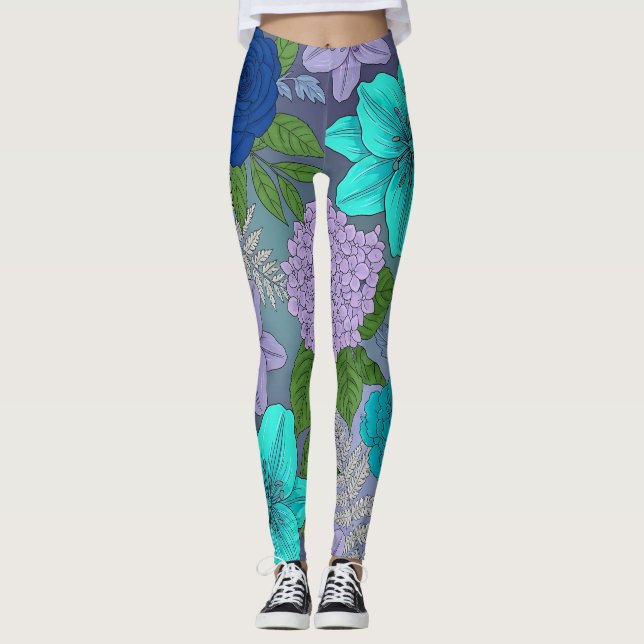 Collants floraux de couleur cool (Devant)
