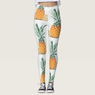 Collants funky vert pâle jaune ananas délicieux