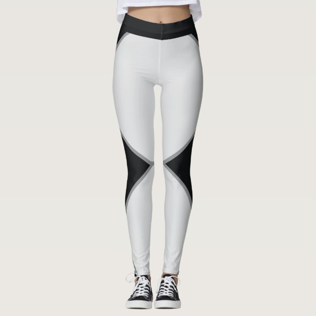 Collants géométriques abstraits noir et gris  (Devant)