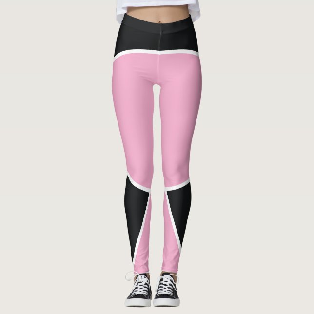 Collants géométriques abstraits noirs et roses (Devant)