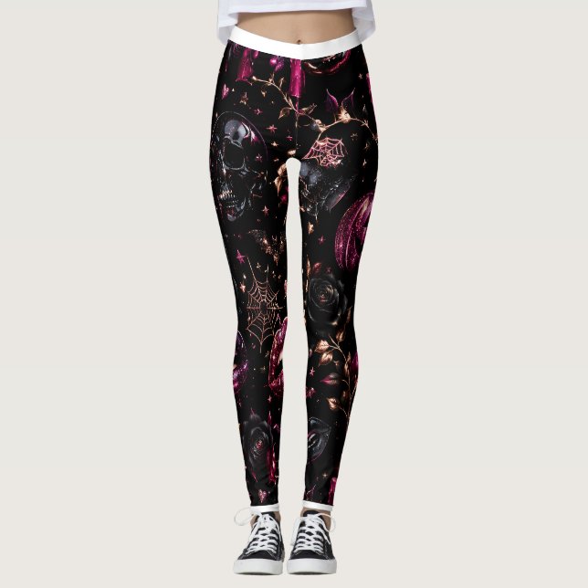 Collants Glamour Halloween Gothiques Brillants (Devant)