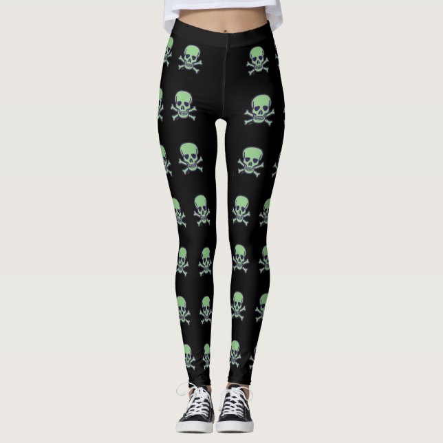 Collants grands crânes Green Skull (Devant)