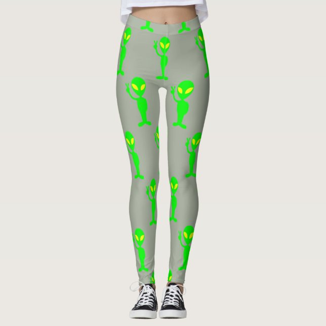 Collants gris et vert citron Alien (Devant)