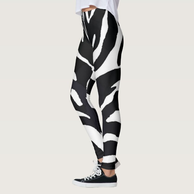 Collants imprimés zèbre noir et blanc (Gauche)