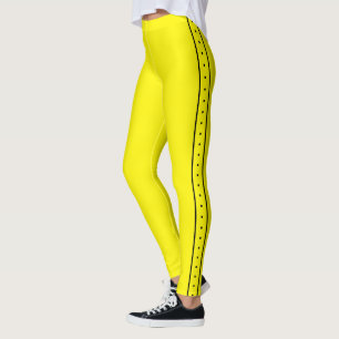 Collants Jaune Citron avec Rayure Latérale Noire