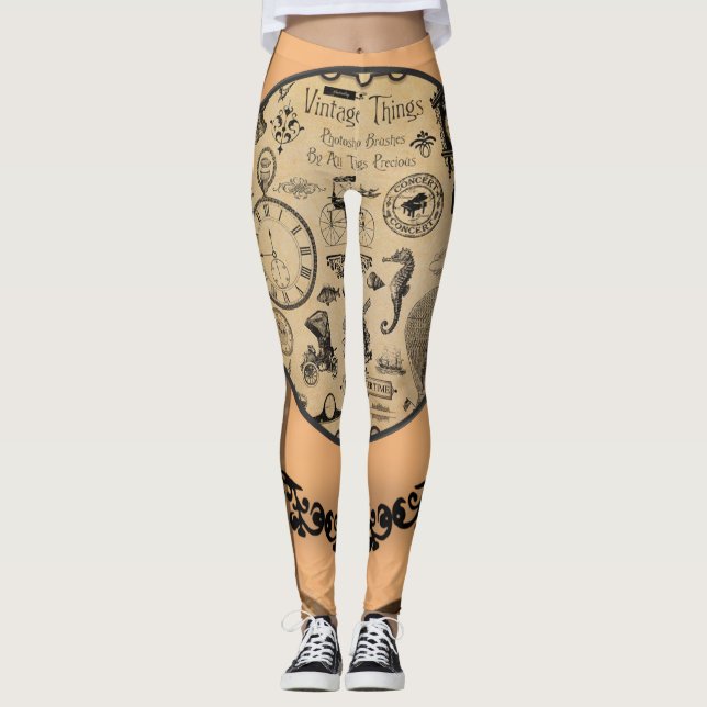 collants longs orange foncé noir (Devant)