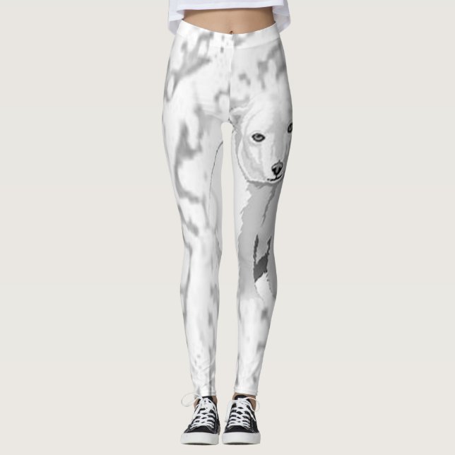Collants longs ours polaire blanc (Devant)