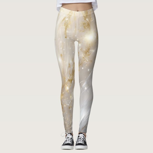 Collants Marbrés Floraux Or Élégants (Devant)