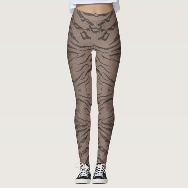 Collants marron à motif tigre sans couture (Devant)