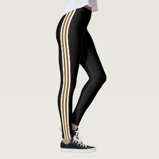 Collants marron blanc rayure latérale noir