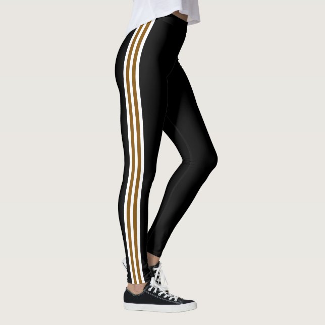 Collants marron blanc rayure latérale noir (Droite)