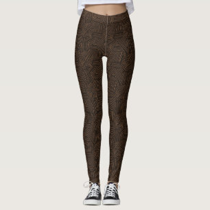 Collants marron et noirs à motif Tiki vintage