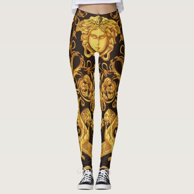 Collants Méduse Dorée avec Ornements Baroques (Devant)