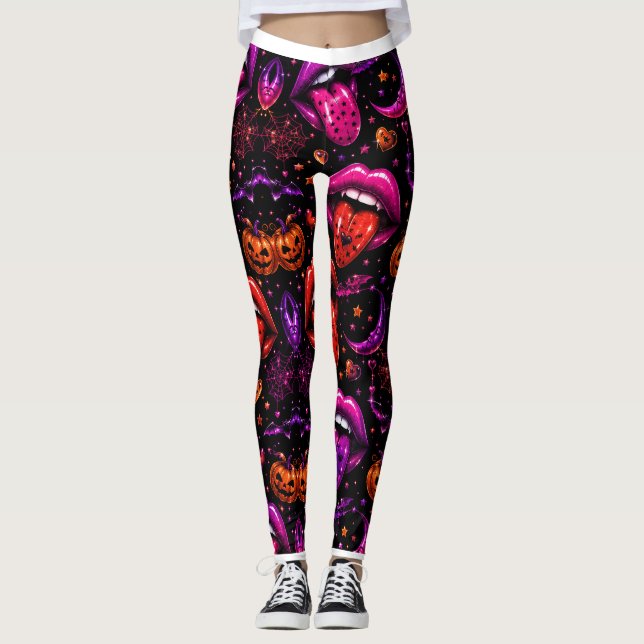 Collants Neon Halloween Lips (Devant)