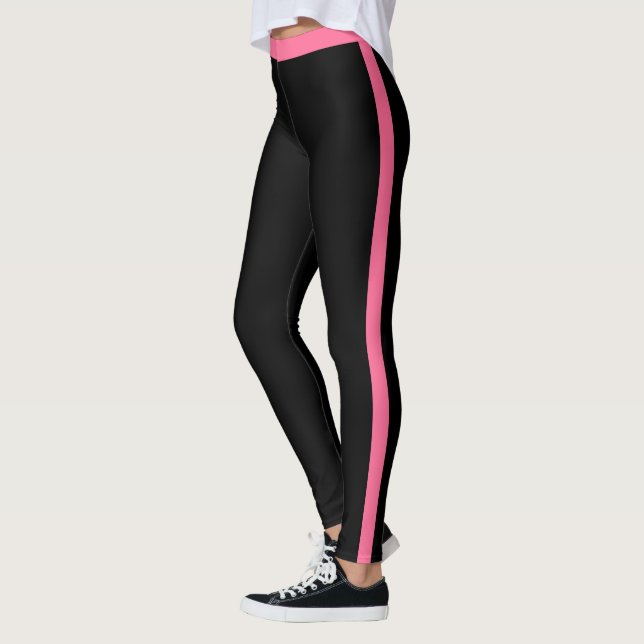 Collants noirs à rayure latérale rose Choisissez v (Gauche)