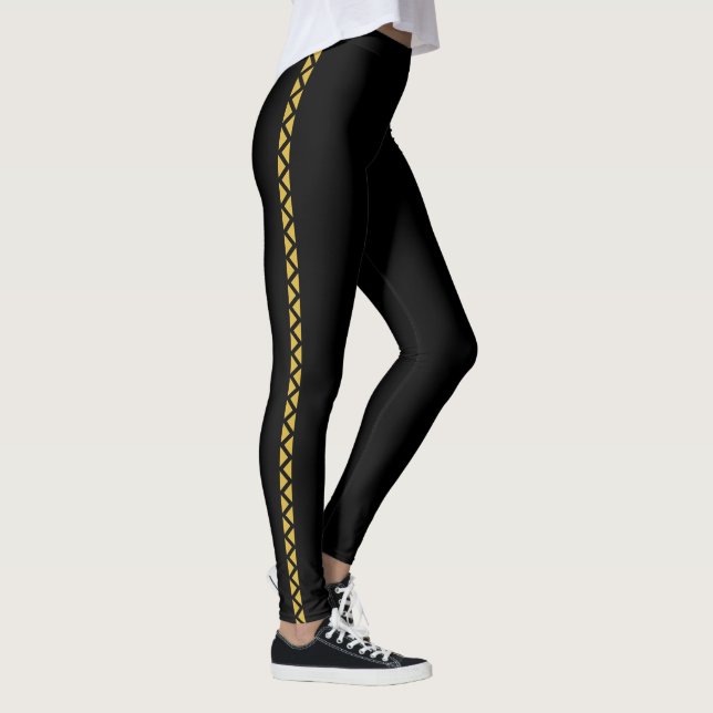 Collants noirs avec une large bande latérale dorée (Droite)