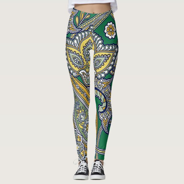 Collants Paisley Vert Emeraude (Devant)
