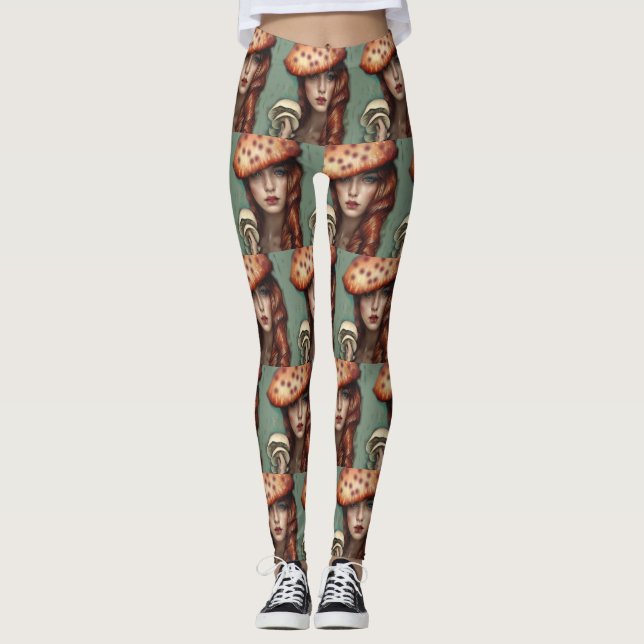 collants pantalons champignons rétro fantaisistes  (Devant)