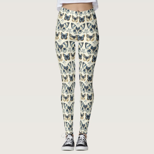 Collants Papillon avec Motif Botanique Antique (Devant)
