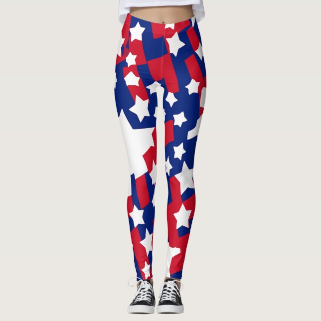 Collants patriotiques rouges et bleus pour le 4 ju (Devant)