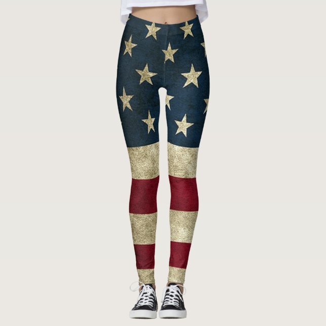 Collants patriotiques vintage rustiques drapeau am (Devant)