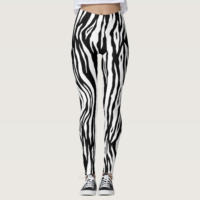 collants pour femmes à imprimé animal noir et blan (Devant)