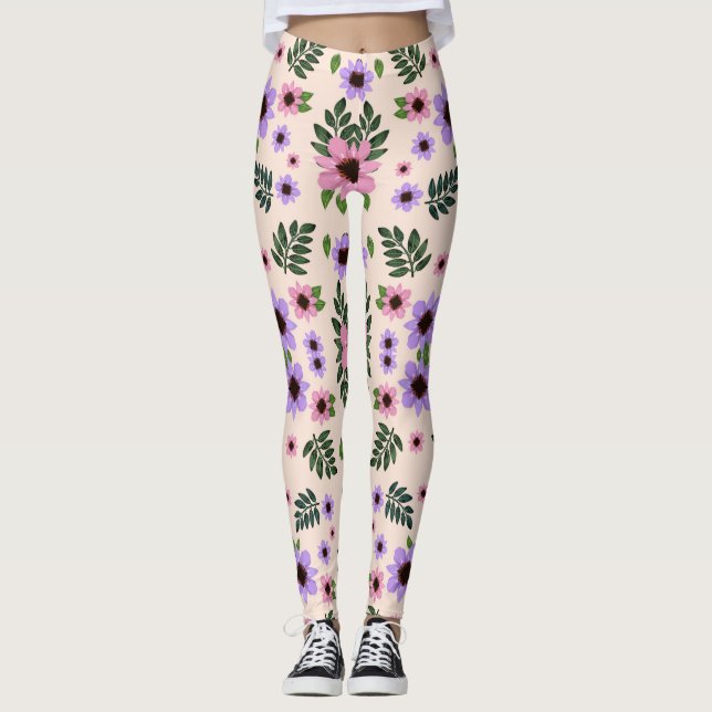 Collants présentant un motif floral avec rose  (Devant)