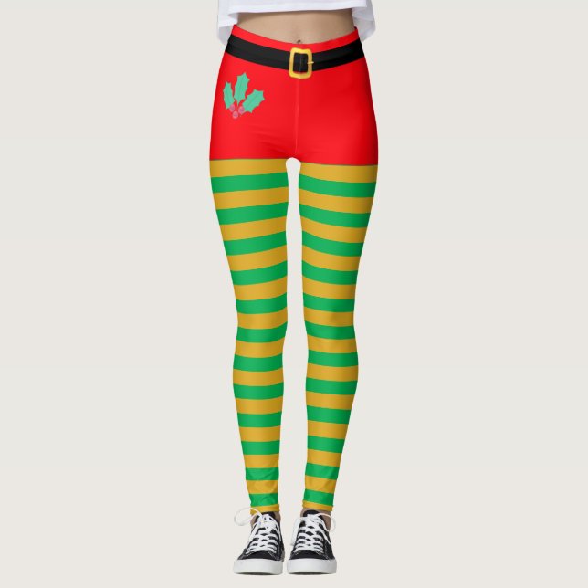 Collants rayés de lutin de Noël de mode (Devant)