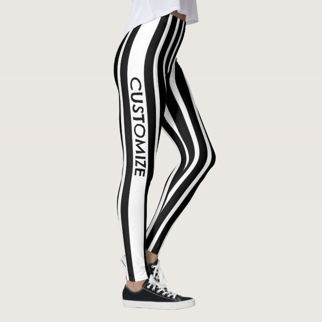 Collants rayés noir et blanc avec texte personnali (Droite)