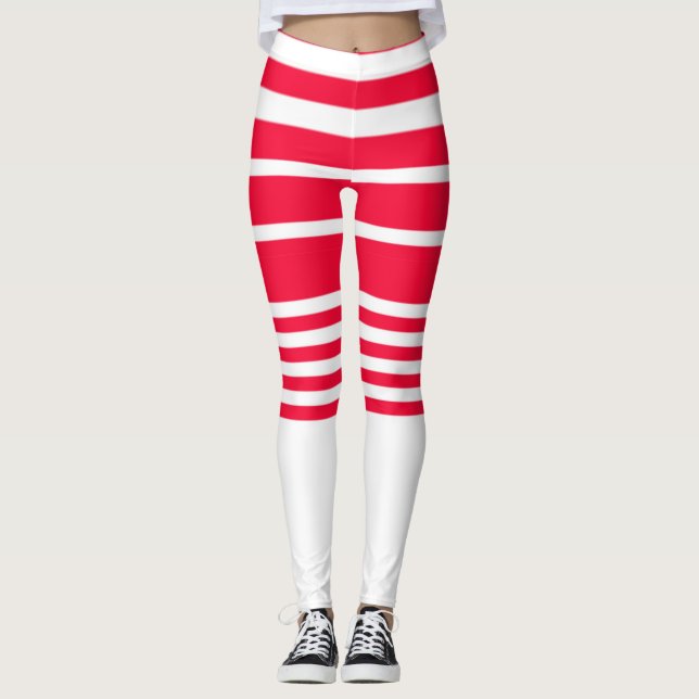 Collants rayés rouge et blanc effet short (Devant)