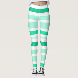 Collants rayés sarcelle et blanc