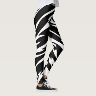 Collants Rayés Tigre Noir Blanc - Pantalon de Yoga